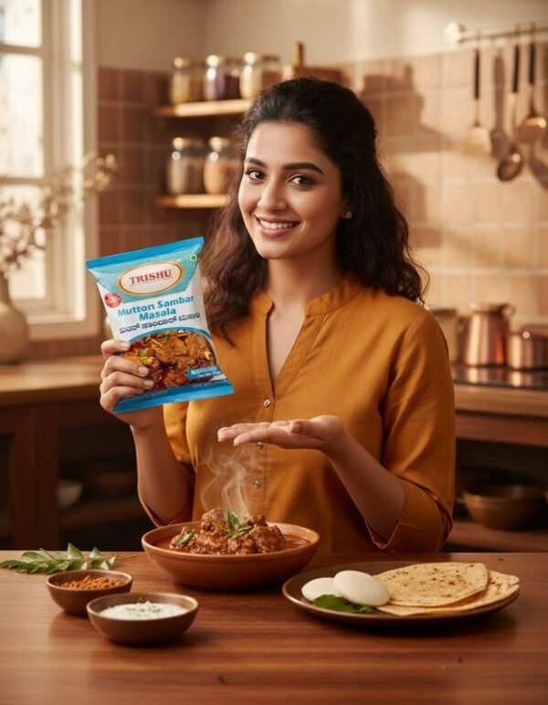 Trishu Mutton Sambar Masala – Authentic South Indian spice blend made with pure, organic ingredients for rich, flavorful sambar.